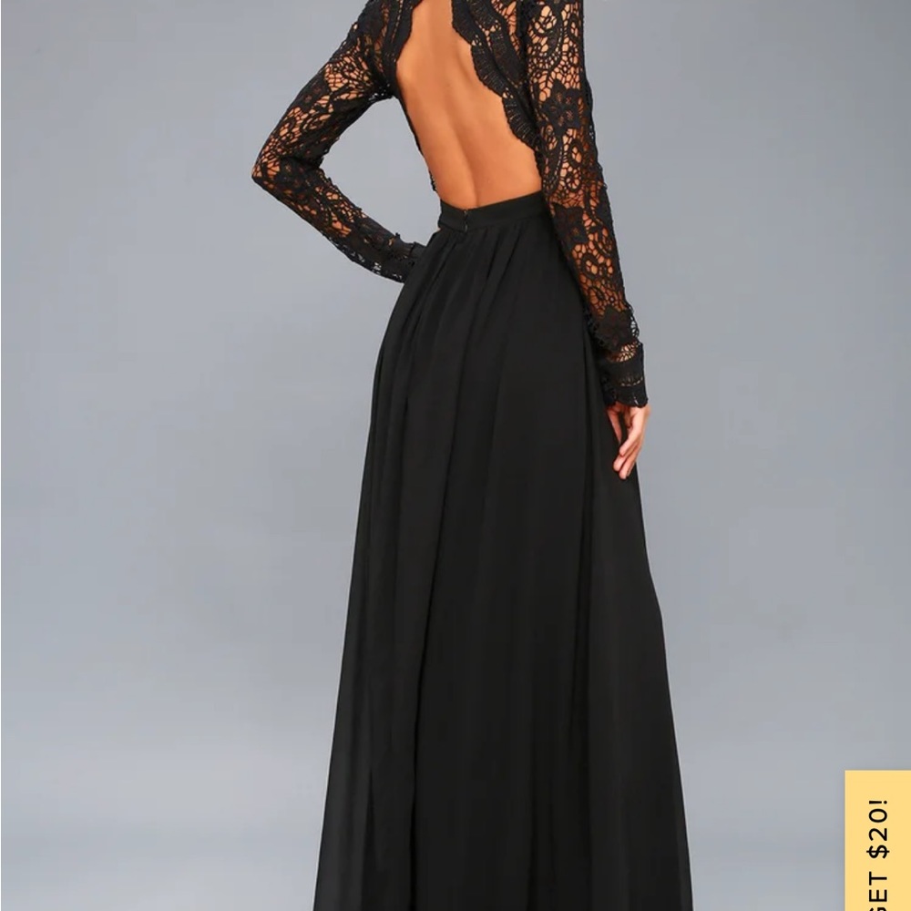 Beautiful black lace long sleeve formal dress! - Picture 4 of 5